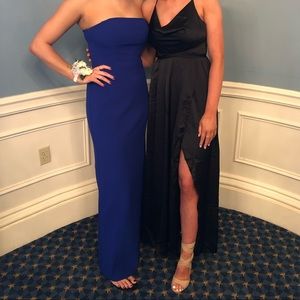 Strapless Simple Royal Blue Gown